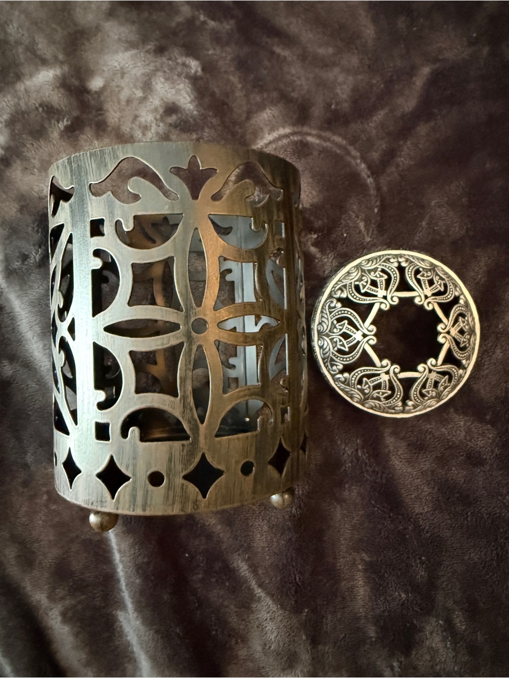 Decorative Metal Candle Accessories in Antique Brass